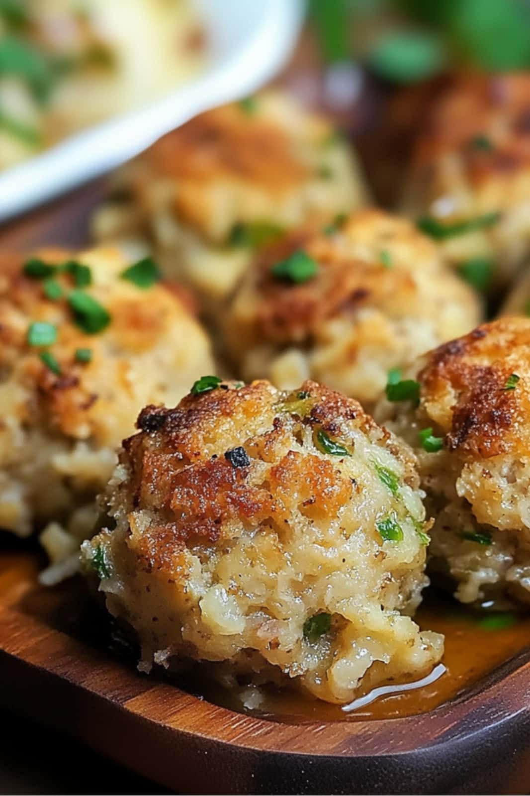 These Turkey Stuffing Balls are a great way to use up leftover turkey and mashed potatoes from Thanksgiving! They're crispy on the outside, soft on the inside, and perfect for dipping in gravy or cranberry sauce.