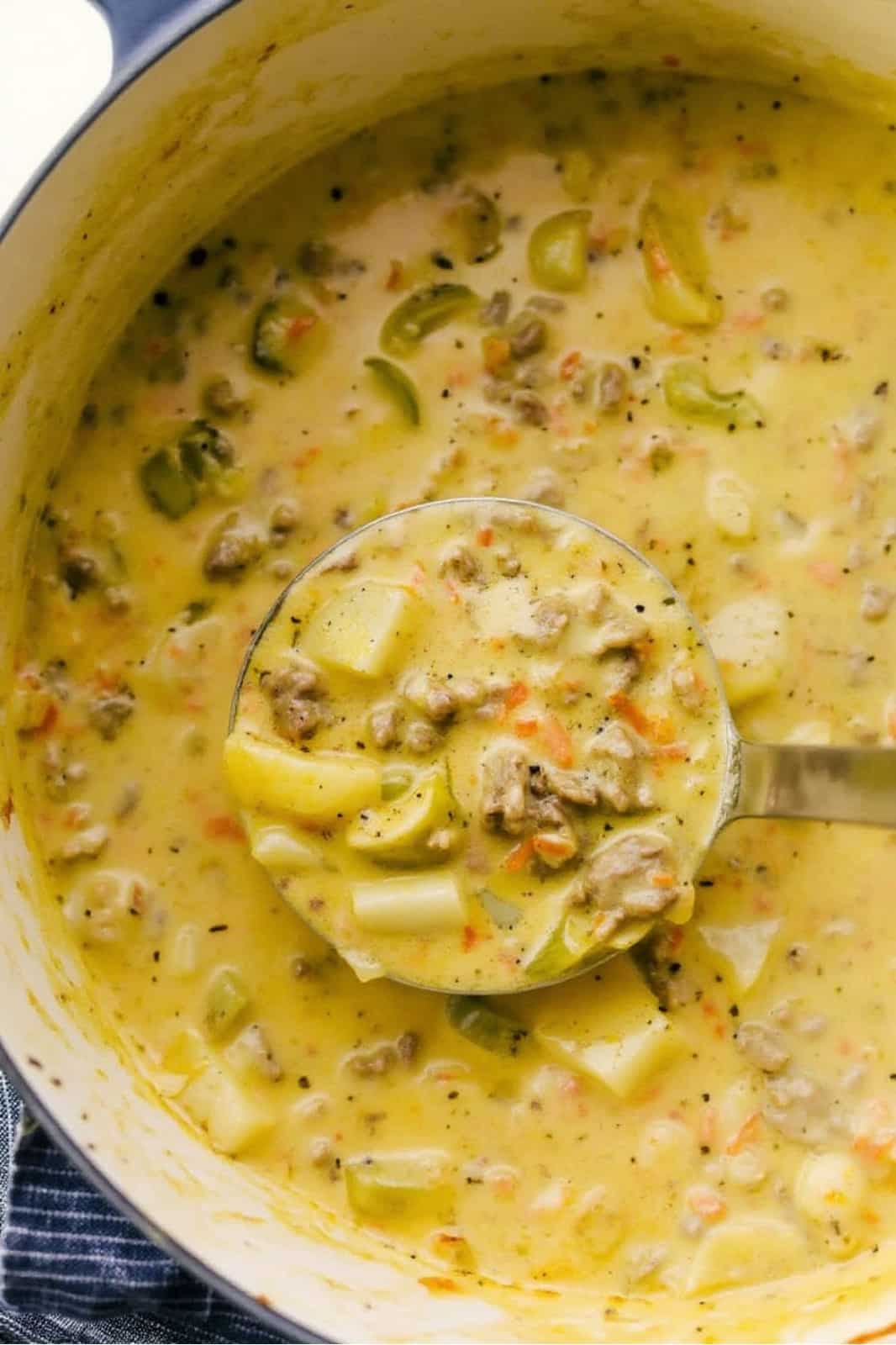 Cheesy Hamburger Potato Soup Recipe