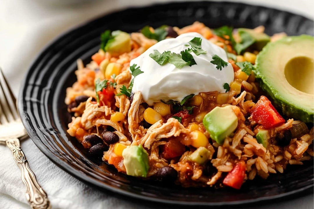 This Easy Chicken Burrito Casserole is a one-pan meal packed with chicken, rice, beans, and cheese for a deliciously hearty dinner! Perfect for weeknights and ready in just 90 minutes.