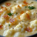 Creamy Cheddar Cauliflower & Roasted Garlic Soup Recipe