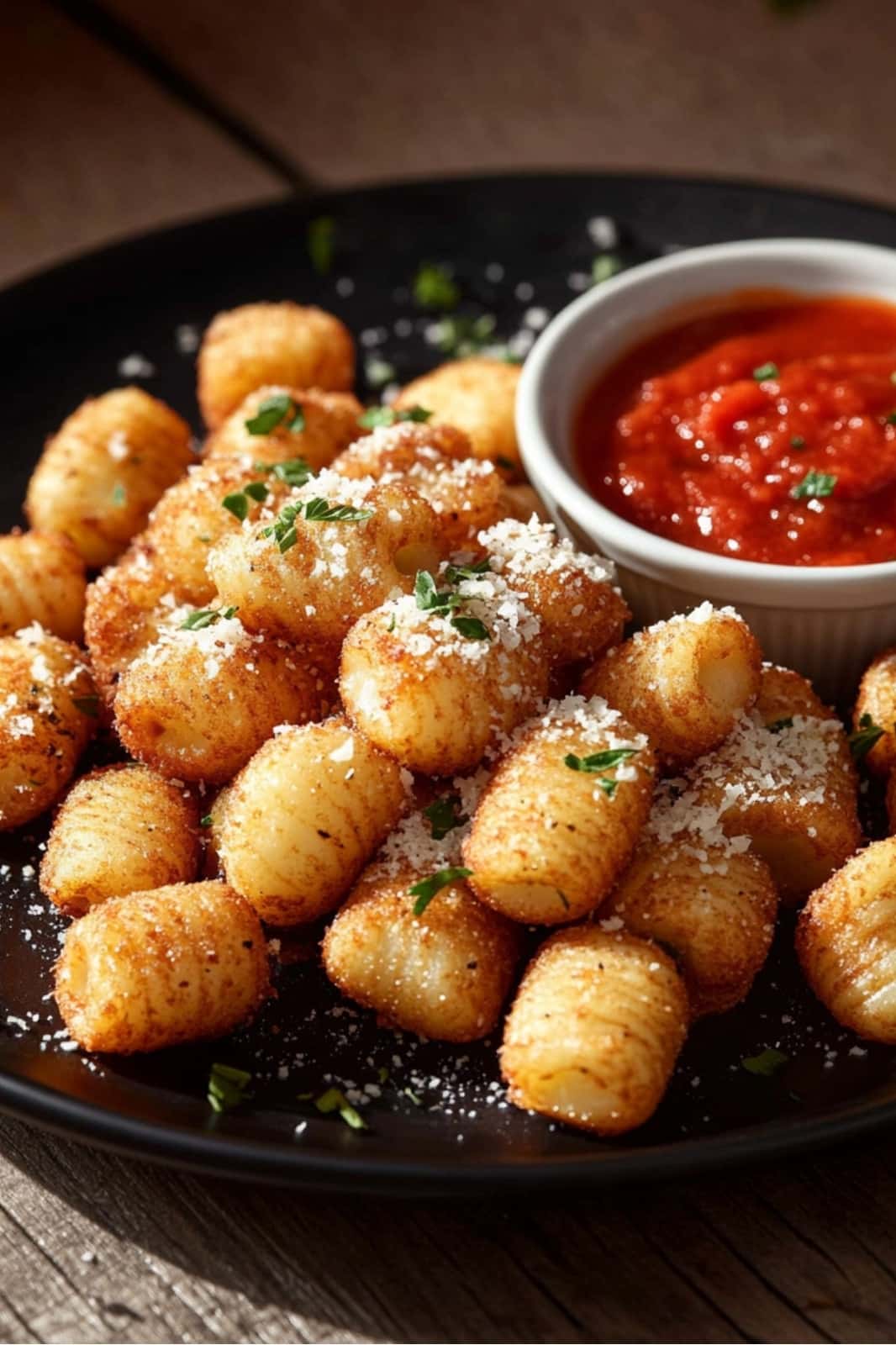 This Crispiest Air Fryer Gnocchi recipe makes perfectly golden gnocchi in just 15 minutes! Enjoy as a side, appetizer, or salad topping for a quick, deliciously crispy treat.