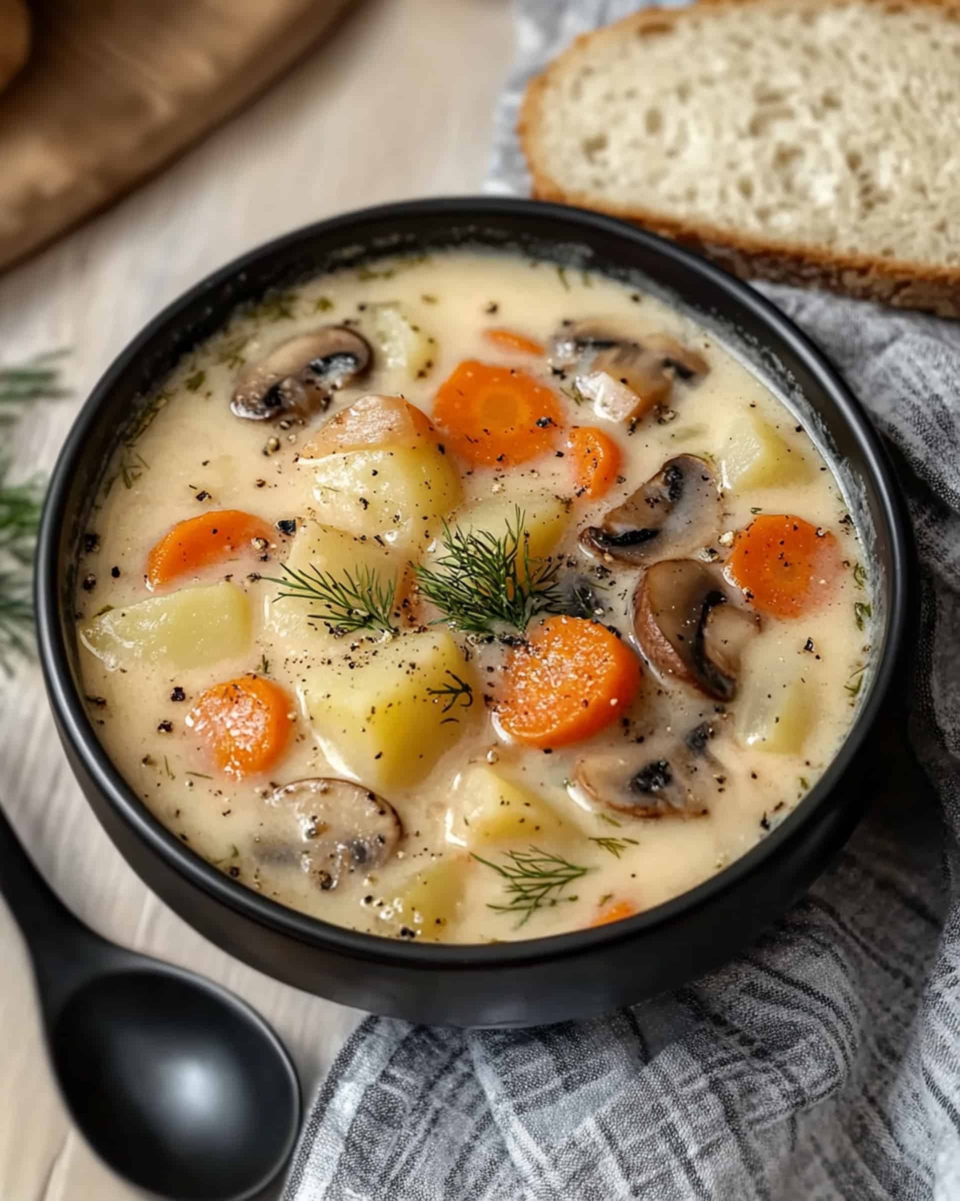 This Russian Mushroom and Potato Soup is creamy, comforting, and packed with flavor. Made with simple ingredients, it's a hearty and satisfying meal.