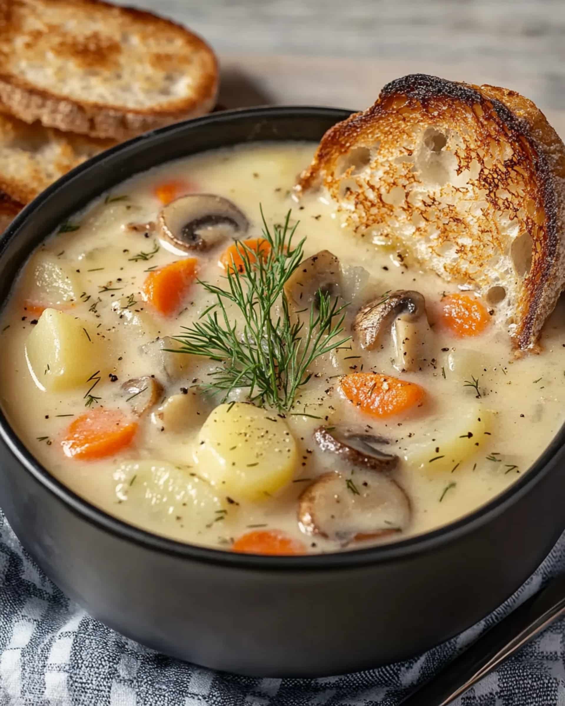 This Russian Mushroom and Potato Soup is creamy, comforting, and packed with flavor. Made with simple ingredients, it's a hearty and satisfying meal.