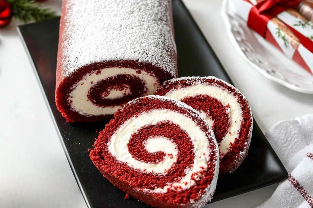 Christmas Red Velvet Cake Roll Recipe