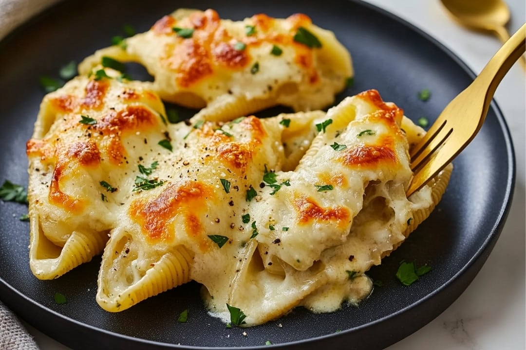 Garlic Parmesan Chicken Alfredo Stuffed Shells Recipe