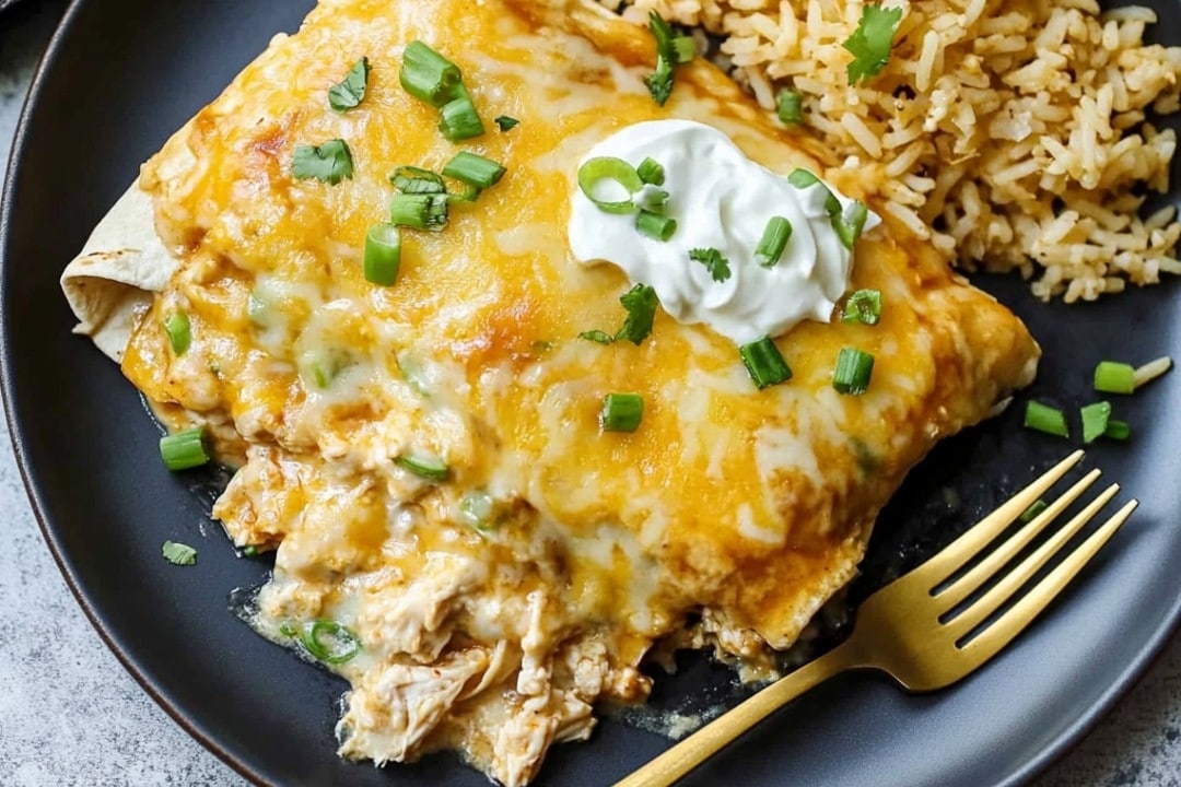 Smothered Green Chile Chicken Burritos Recipe