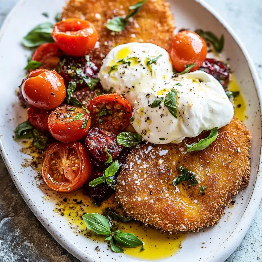 Basil Chicken Saltimbocca with Marinated Tomatoes and Burrata - Recipe Image