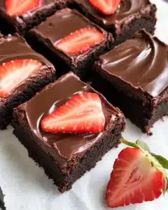 Strawberry-Topped Fudgy Chocolate Brownies Recipe