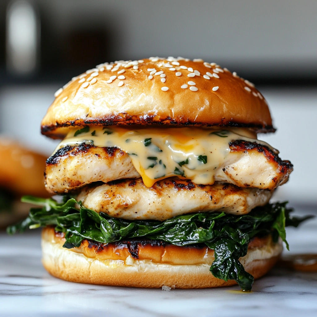 Spinach Feta Chicken Burgers Recipe - Recipe Image
