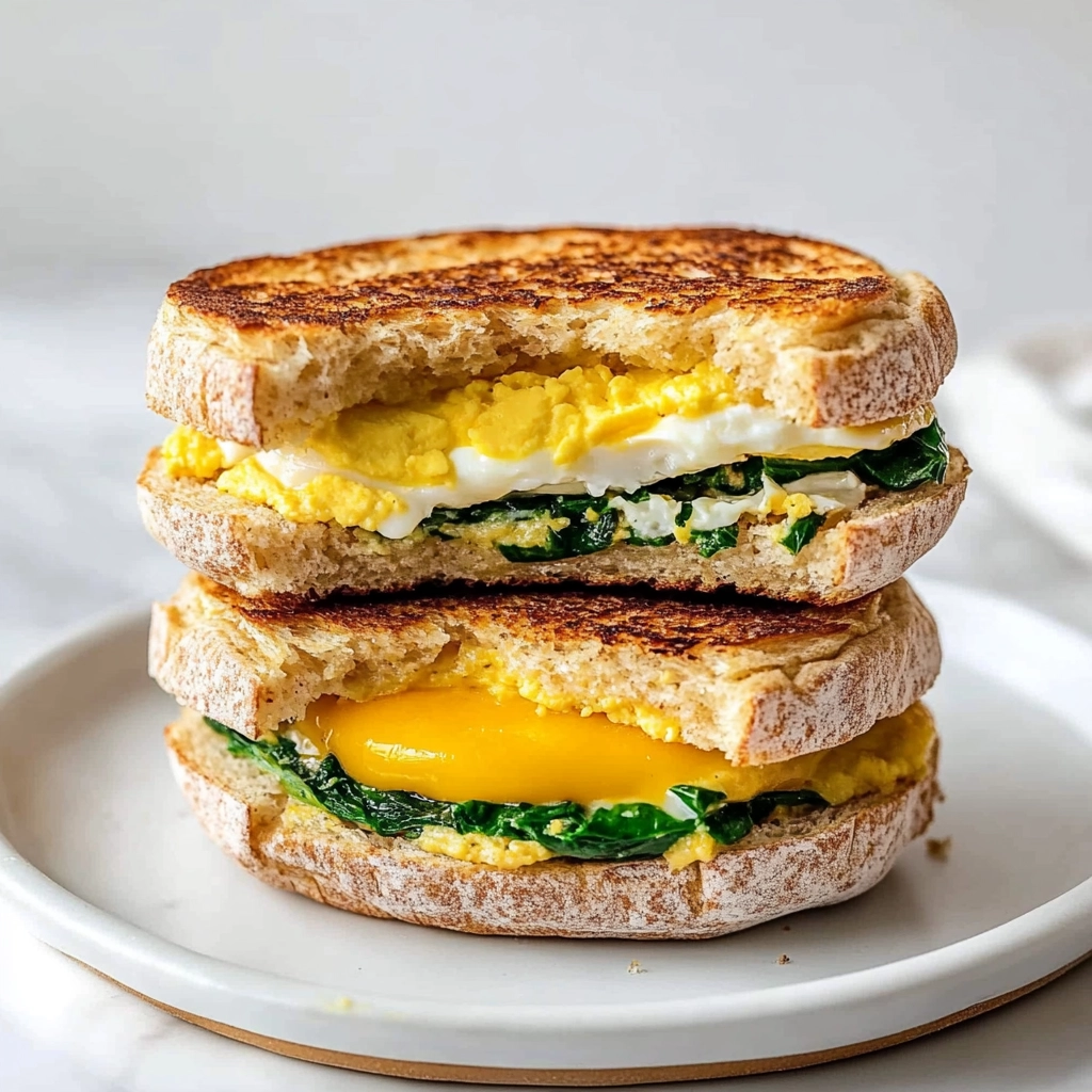 Spinach & Egg Meal Prep Breakfast Sandwiches Recipe - Recipe Image