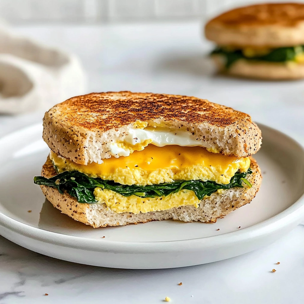 Spinach & Egg Meal Prep Breakfast Sandwiches Recipe - Recipe Image