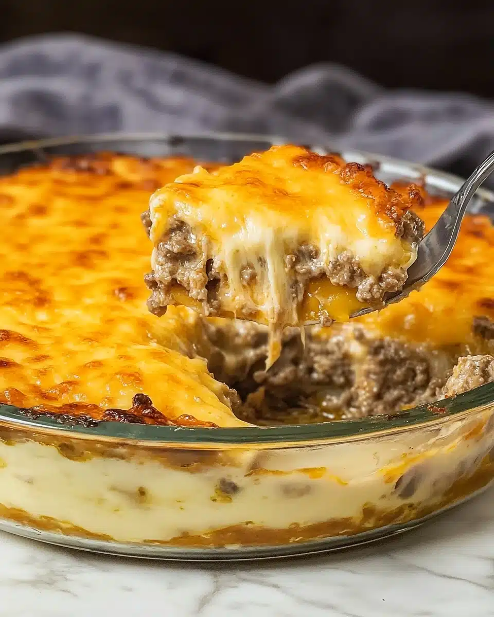 Cheesy Beef Burger Pie Recipe