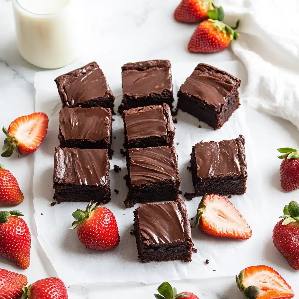 Strawberry-Topped Fudgy Chocolate Brownies Recipe - Recipe Image