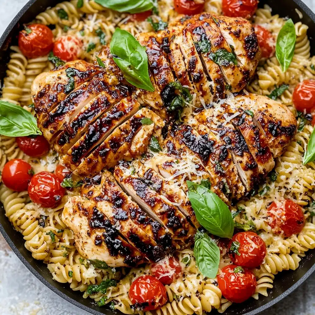 Tomato Basil Pasta with Balsamic Grilled Chicken Recipe - Recipe Image