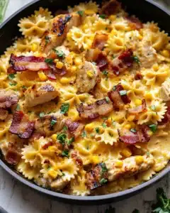 Creamy Chicken and Corn Pasta with Bacon Recipe