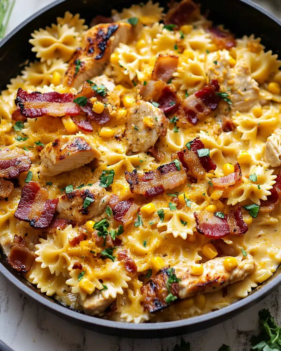 Creamy Chicken and Corn Pasta with Bacon Recipe