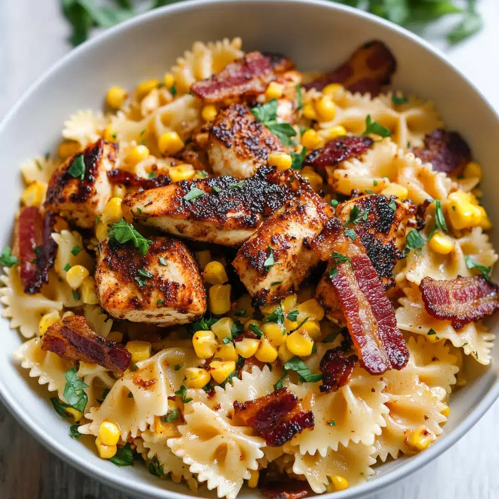 Creamy Chicken and Corn Pasta with Bacon Recipe - Recipe Image