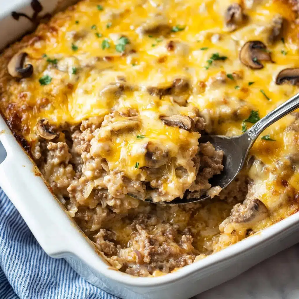Cheesy Mushroom and Beef Rice Bake Recipe - Recipe Image