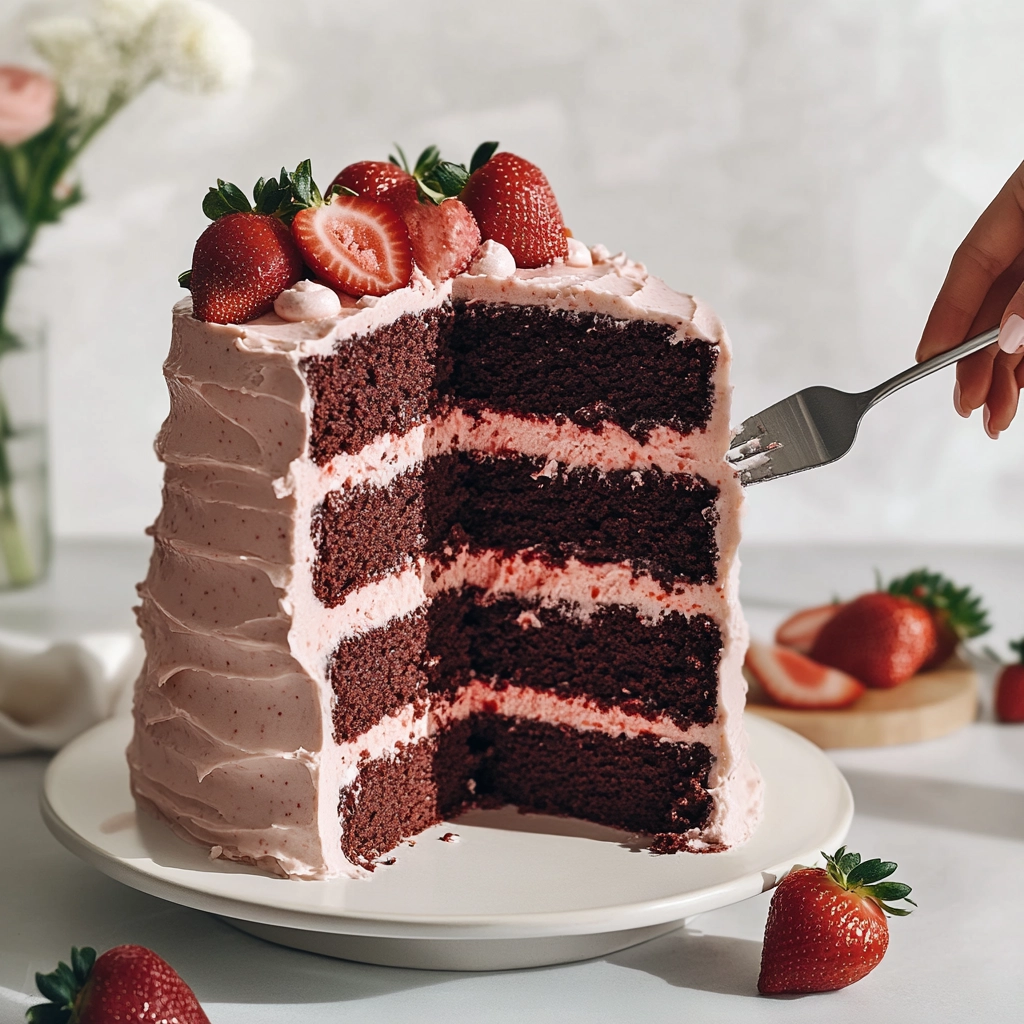 Strawberry Chocolate Layer Cake Recipe - Recipe Image