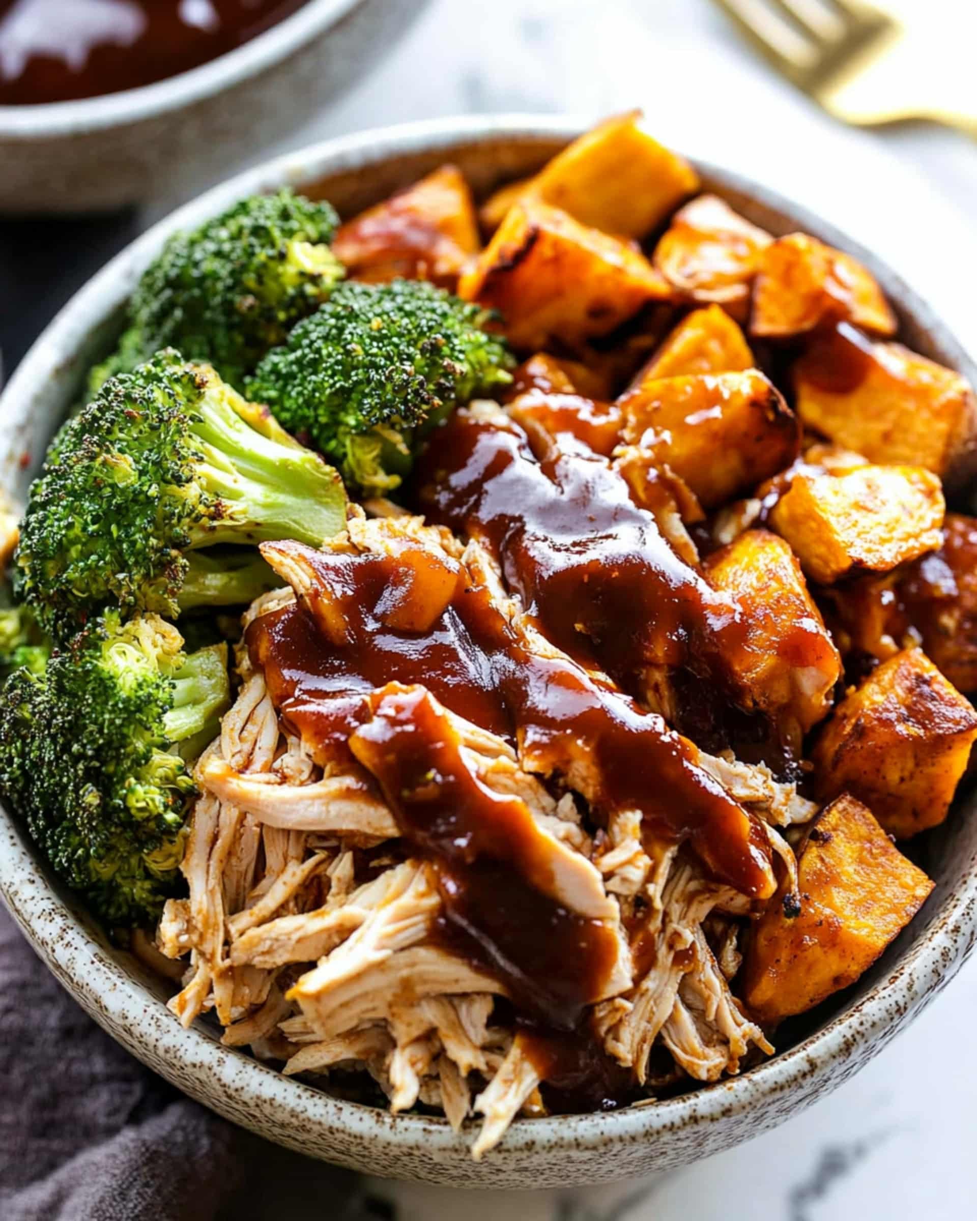 BBQ Chicken & Roasted Sweet Potato Bowls Recipe