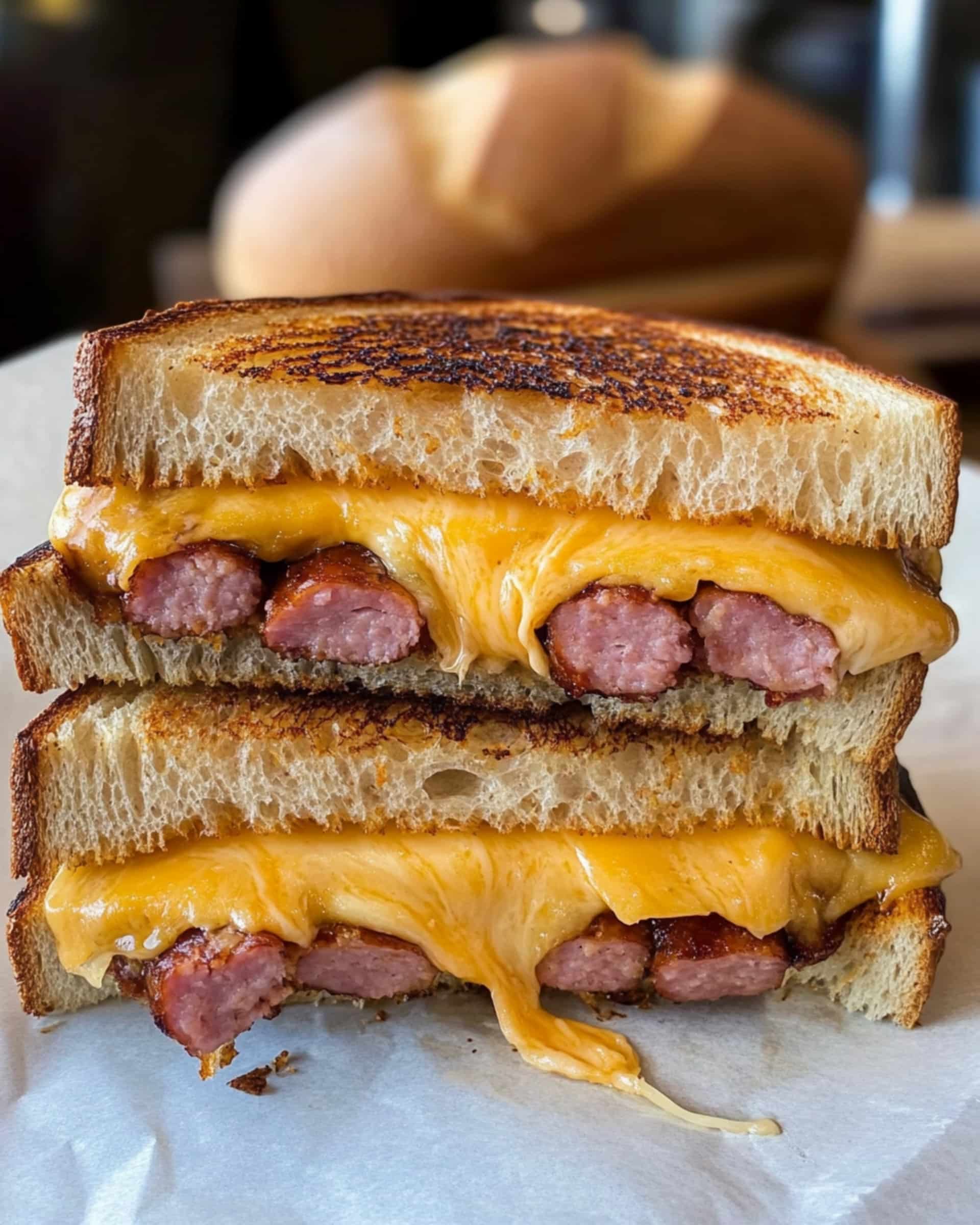 Smoked Sausage Triple Grilled Cheese Recipe
