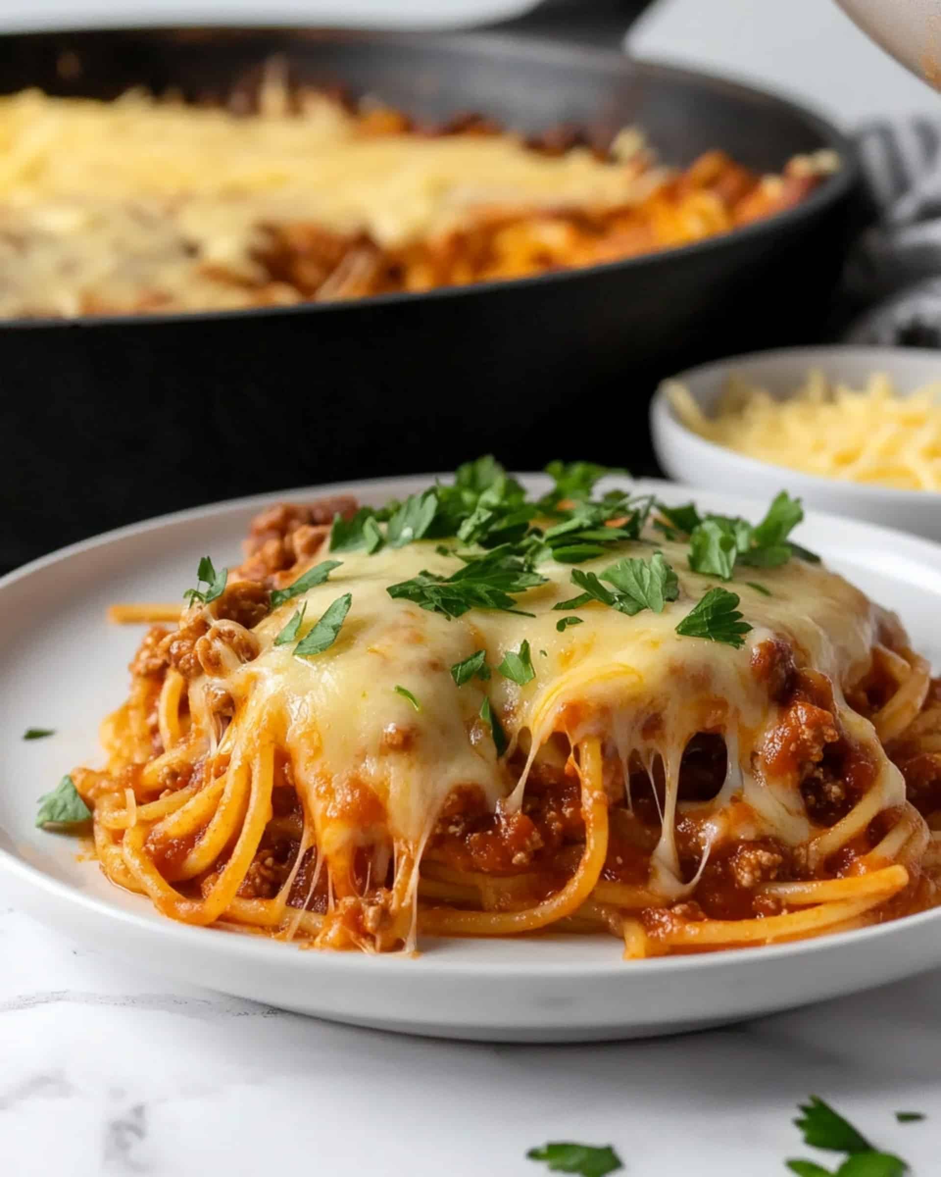 Fried Spaghetti with Ground Beef and Chickpea Noodles Recipe