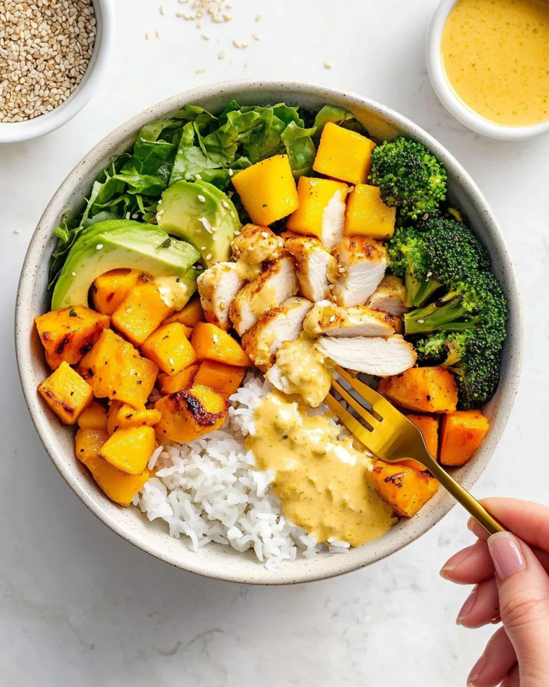 Chicken Buddha Bowl with Spicy Mango Sauce Recipe