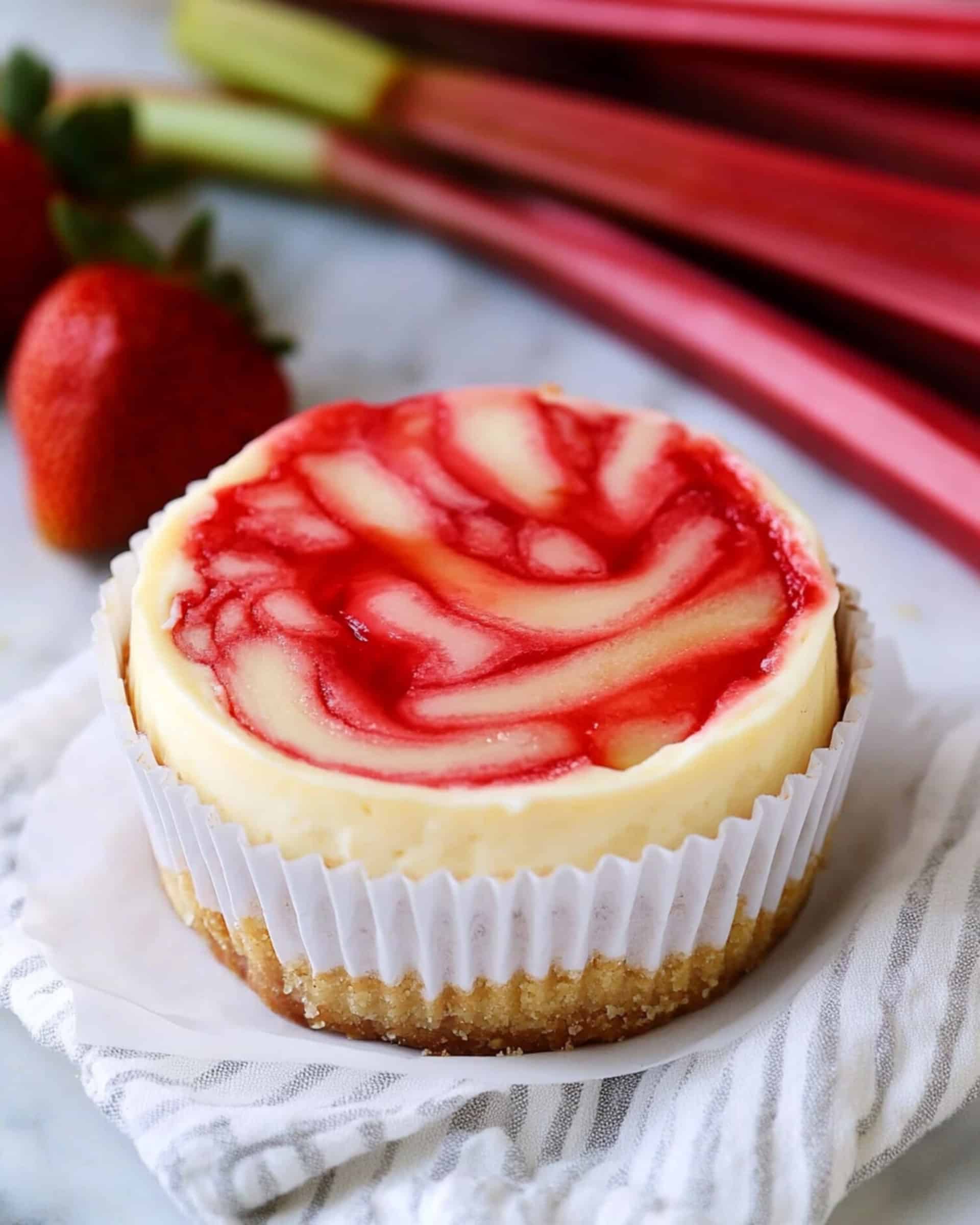 Strawberry Rhubarb Mini Cheesecakes Recipe