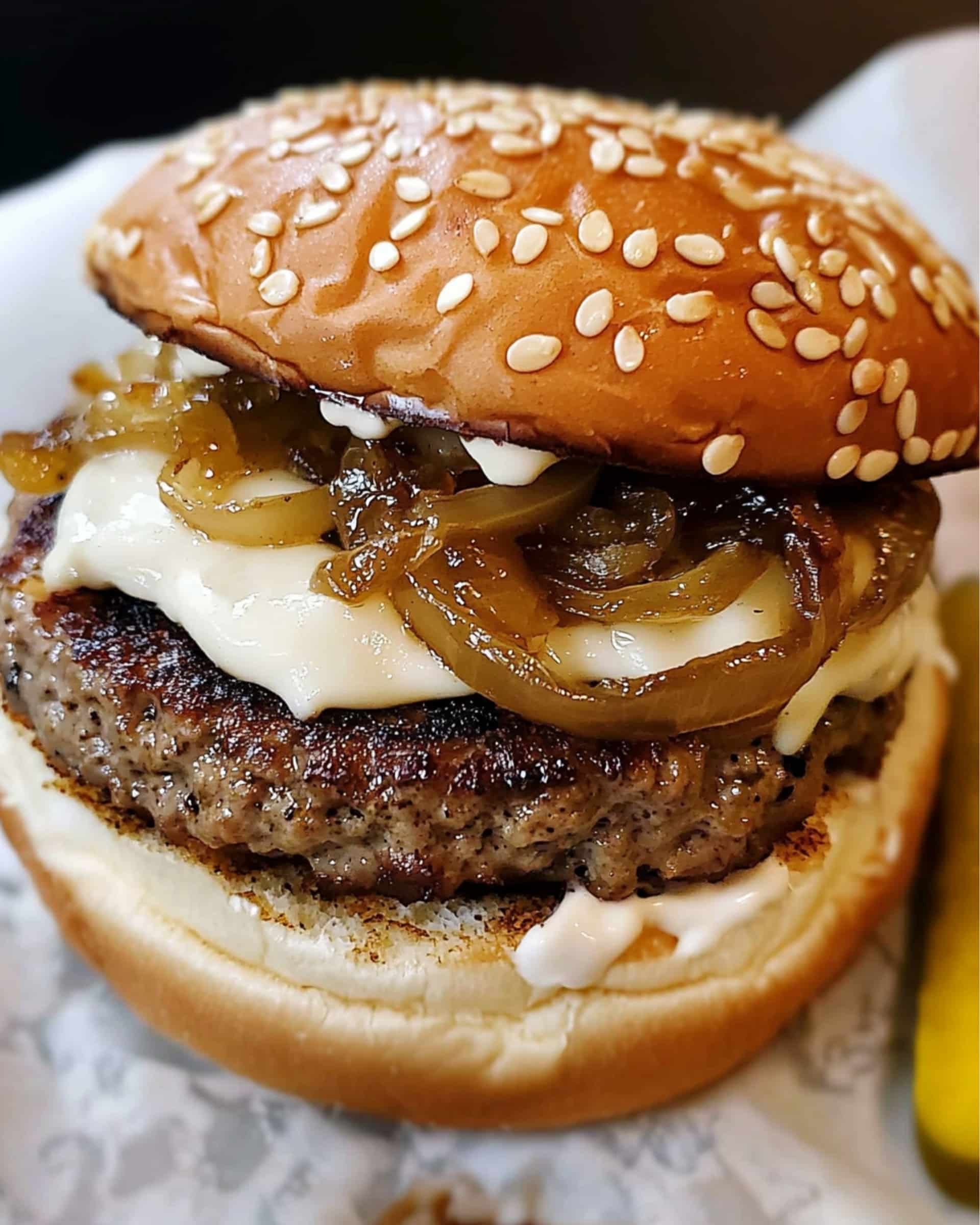 Turkey Burgers with Caramelized Onions and Aioli Recipe