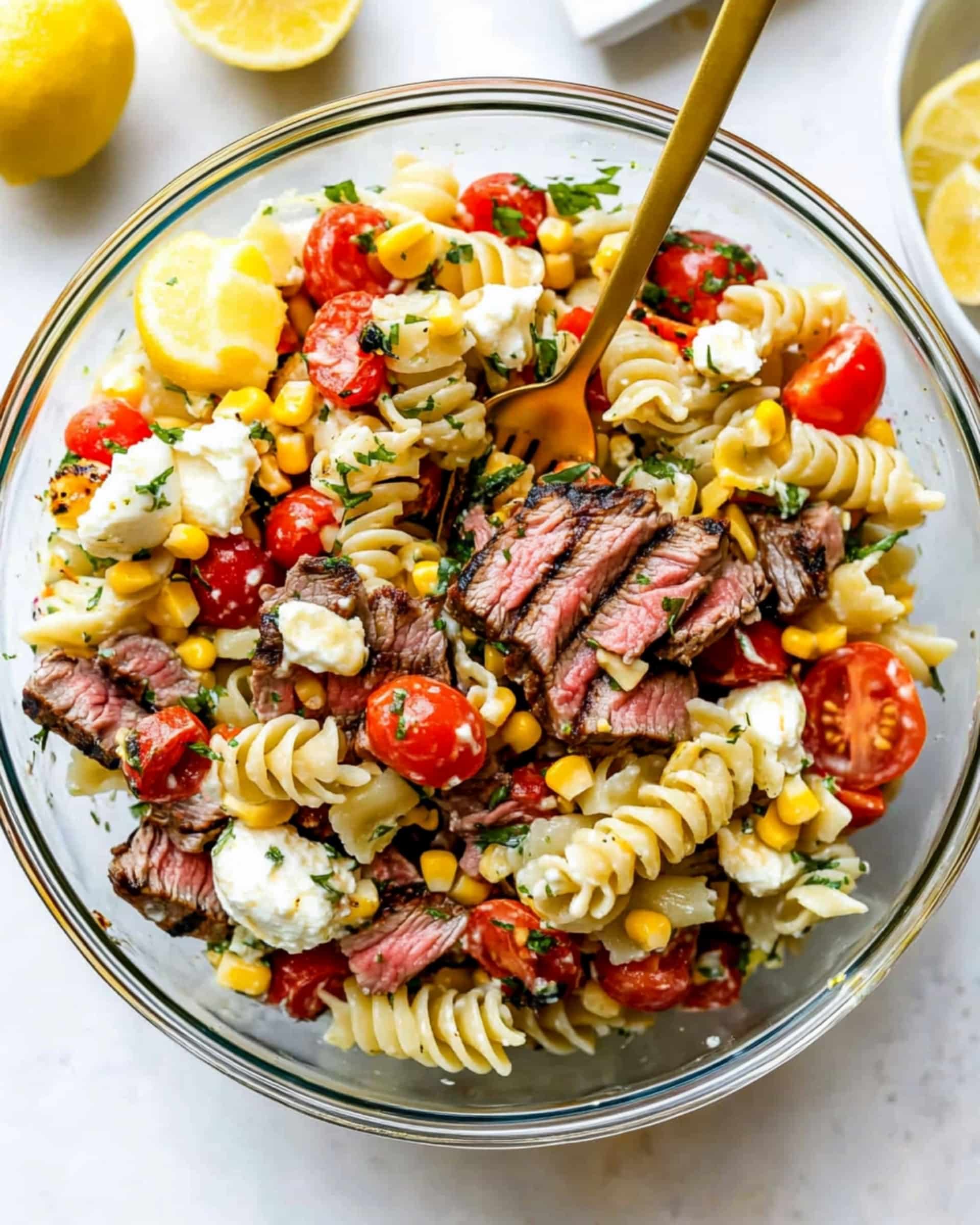 Chimichurri Steak & Roasted Corn Pasta Salad Recipe