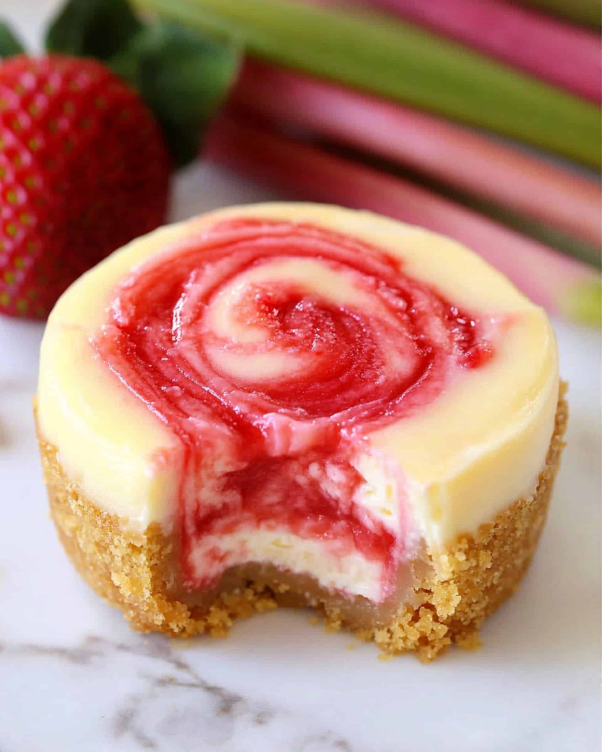 Strawberry Rhubarb Mini Cheesecakes Recipe