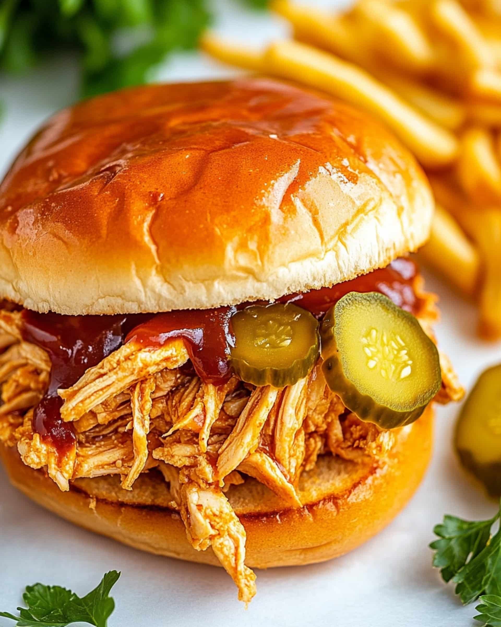 Slow Cooker Shredded Nashville Hot Chicken Sandwich Recipe