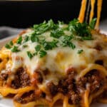 Fried Spaghetti with Ground Beef and Chickpea Noodles Recipe