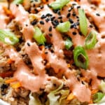 Turkey Egg Roll Bowl with Creamy Sriracha Recipe