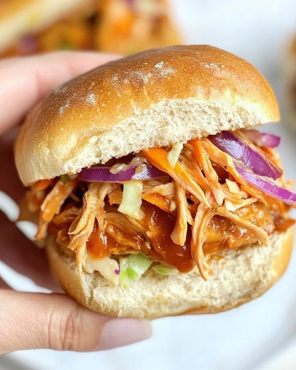 Easy Pulled BBQ Chicken Sliders with Coleslaw (No Mayo) Recipe