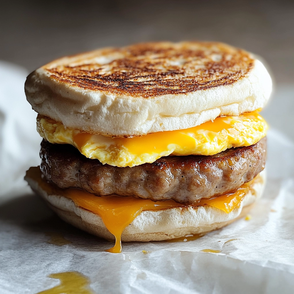 Copycat McDonald's Sausage, Egg, & Cheese McMuffin Recipe - Recipe Image
