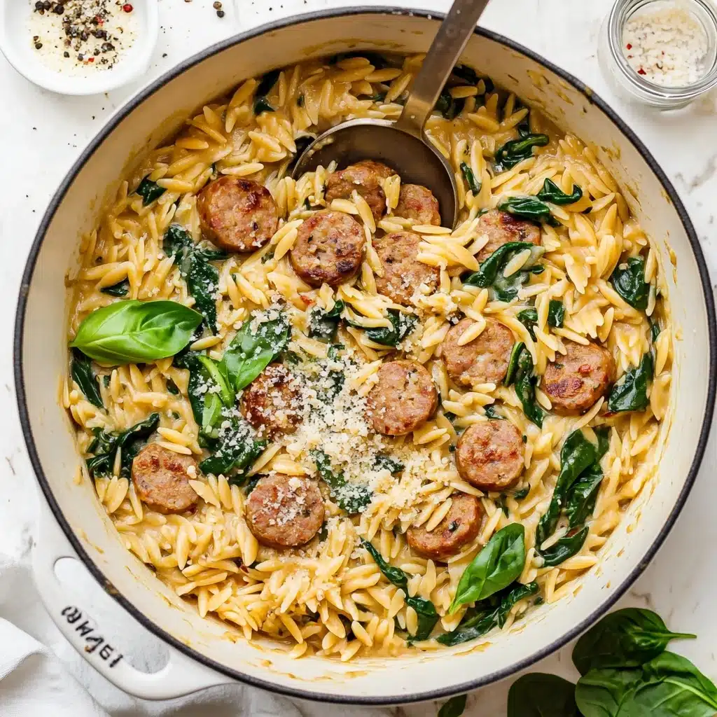 One Pan Chicken Sausage and Orzo Recipe - Recipe Image