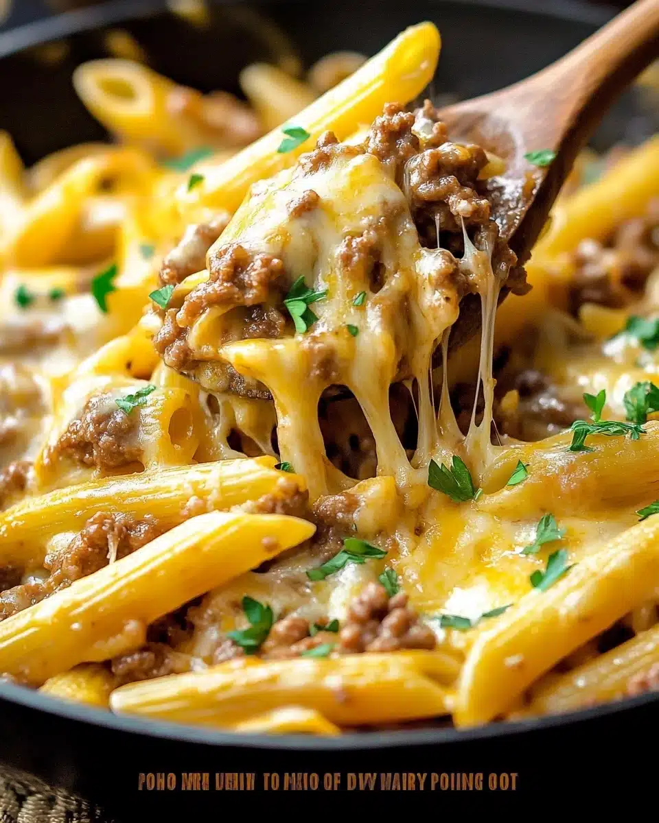 Cheesy Ground Beef Pasta Skillet Recipe
