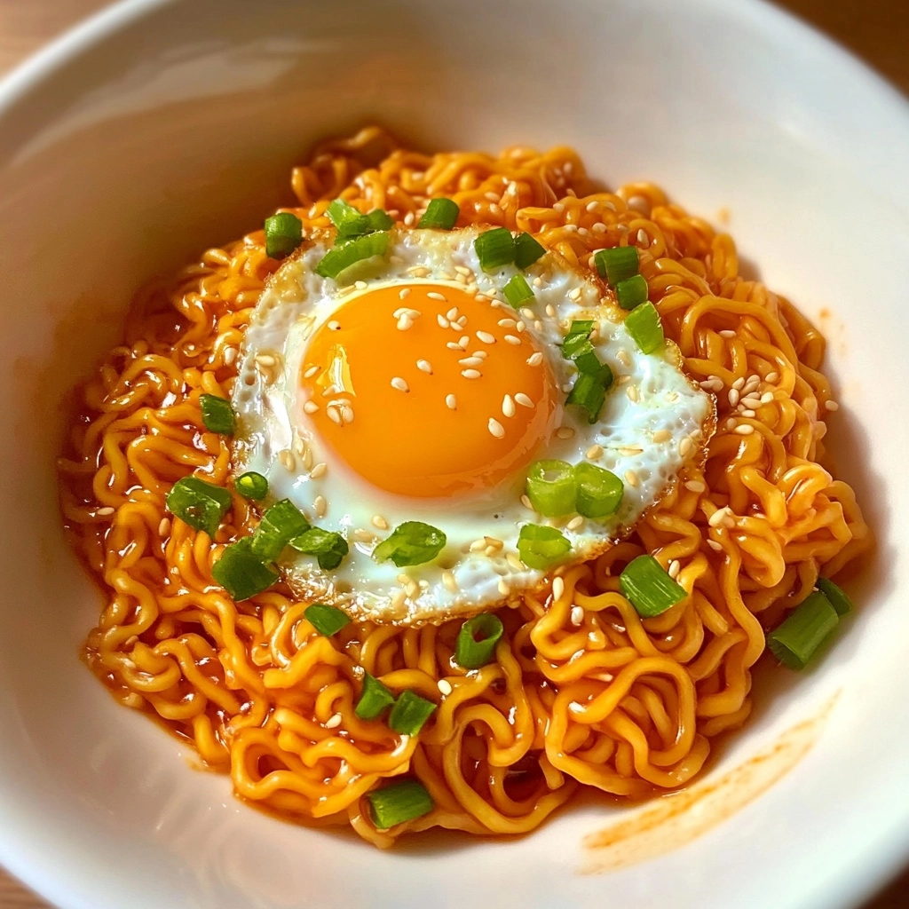 Korean Spicy Ramen Noodles with Cheese Recipe - Recipe Image