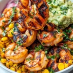 Grilled Shrimp Bowl with Avocado, Corn Salsa & Creamy Sauce Recipe