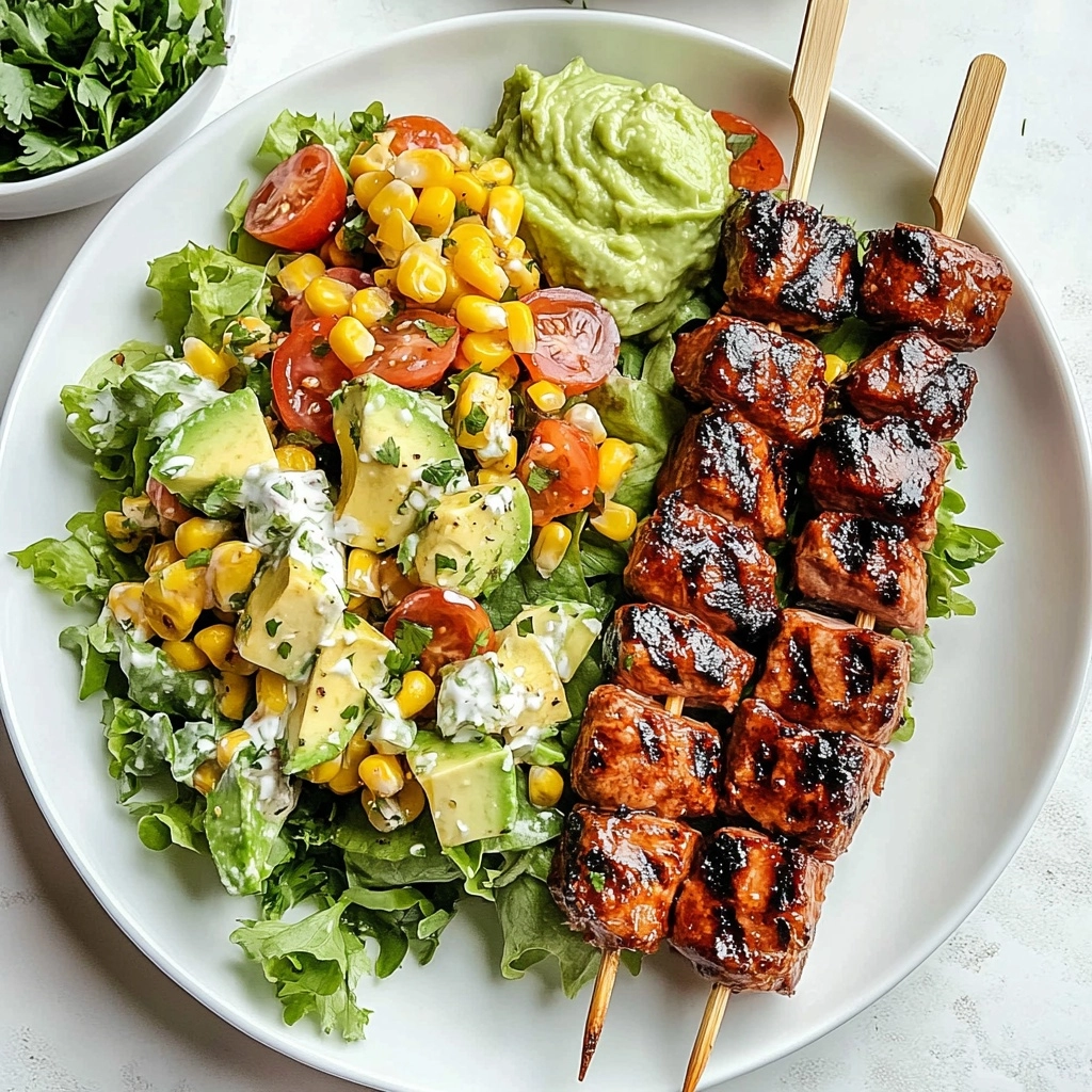 BBQ Chicken Skewer Salad Recipe - Recipe Image