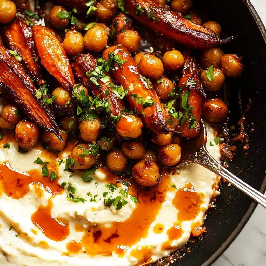 Spicy Maple Roast Carrots with Crispy Chickpeas and Yogurt Sauce Recipe - Recipe Image