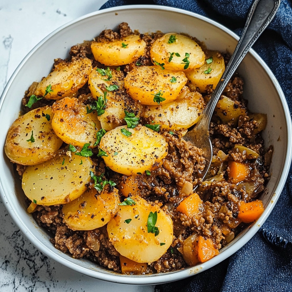 Hobo Casserole Rustic Ground Beef and Potato Bake Recipe - Recipe Image