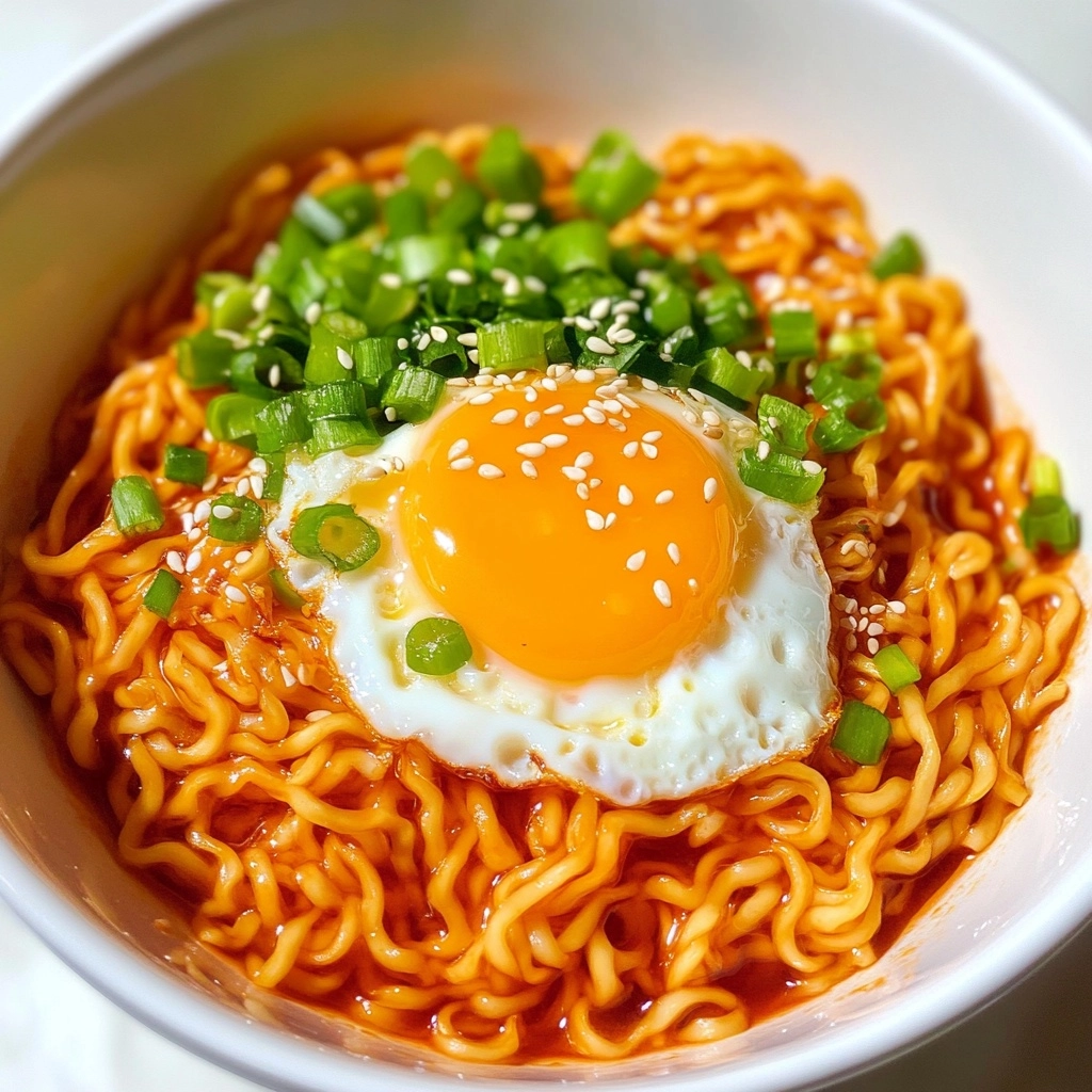 Korean Spicy Ramen Noodles with Cheese Recipe - Recipe Image