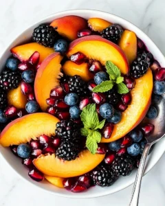 Honey Lime Basil Peach Fruit Salad Recipe