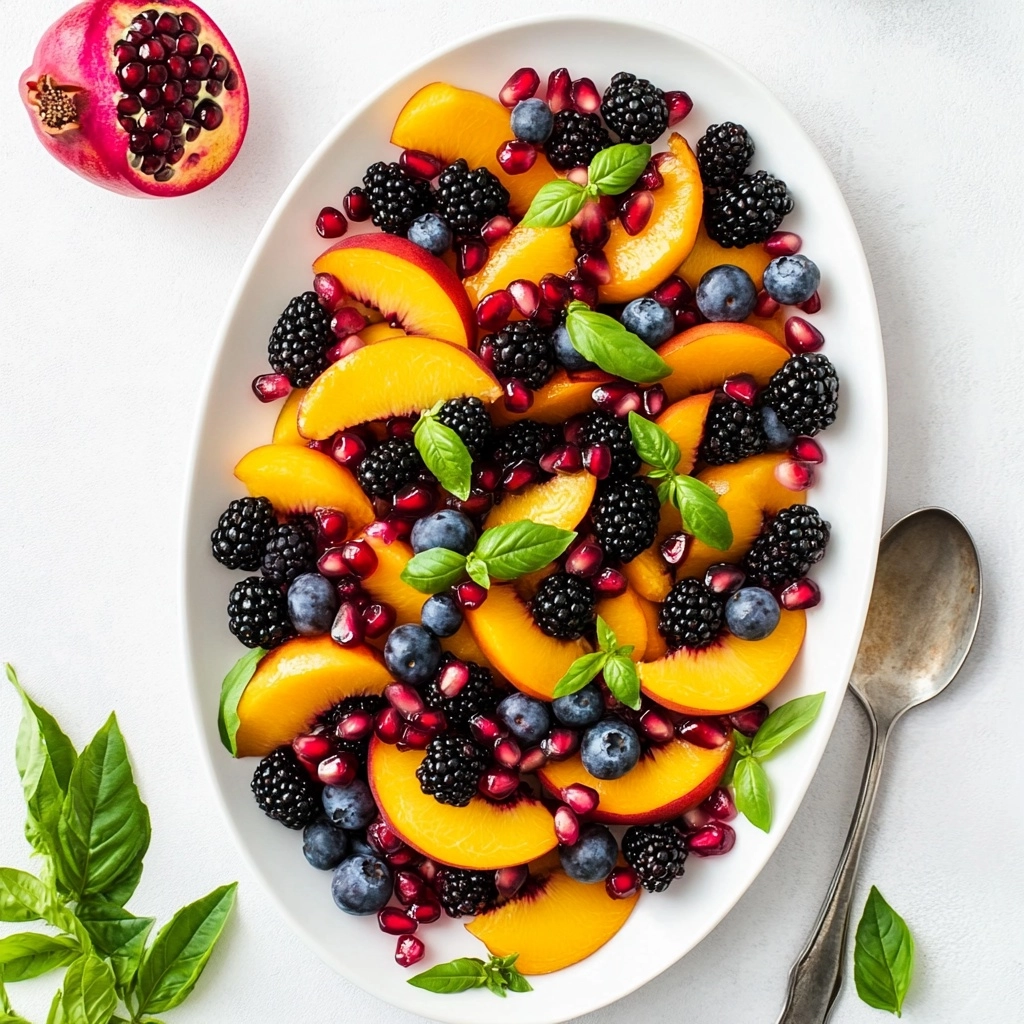 Honey Lime Basil Peach Fruit Salad Recipe - Recipe Image
