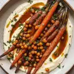 Spicy Maple Roast Carrots with Crispy Chickpeas and Yogurt Sauce Recipe