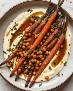 Spicy Maple Roast Carrots with Crispy Chickpeas and Yogurt Sauce Recipe