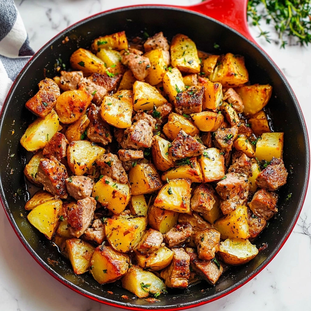 Garlic Butter Steak Bites and Potatoes Recipe - Recipe Image