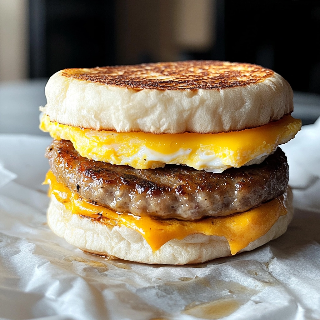 Copycat McDonald's Sausage, Egg, & Cheese McMuffin Recipe - Recipe Image